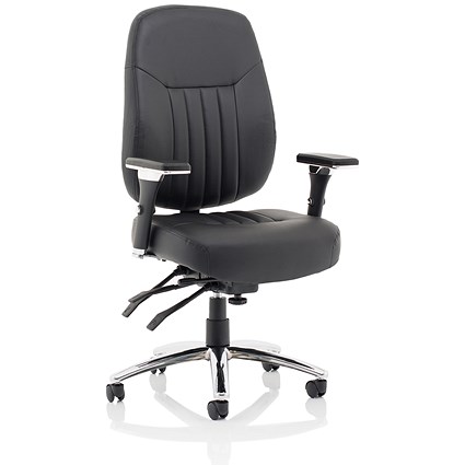 Barcelona Bonded Leather Operator Chair, Height Adjustable Arms, Black