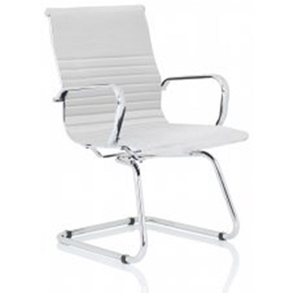 Nola Soft Bonded Leather Cantilever Chair, White Nola Soft Bonded Leather Cantilever Chair, White