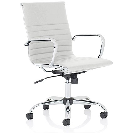 Nola Medium Back Executive Chair, Fixed Height Arms, White
