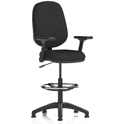 Eclipse Plus I High Rise Operator Chair, Black, With Height Adjustable And Folding Arms