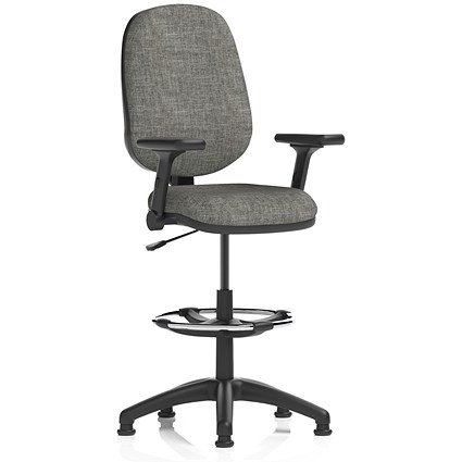 Eclipse Plus I High Rise Operator Chair, Charcoal, With Height Adjustable And Folding Arms