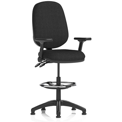 Eclipse Plus II High Rise Operator Chair, Black, With Height Adjustable And Folding Arms