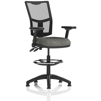 Eclipse Plus II High Rise Mesh Back Operator Chair, Charcoal, With Height Adjustable And Folding Arms