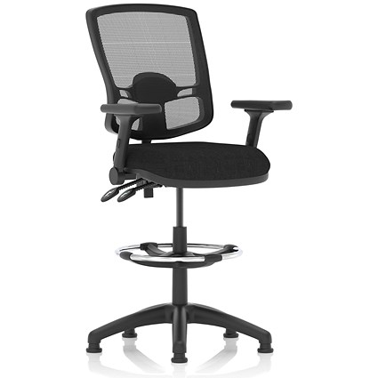 Eclipse Plus II High Rise Deluxe Mesh Back Operator Chair, Height Adjustable and Folding Arms, Black