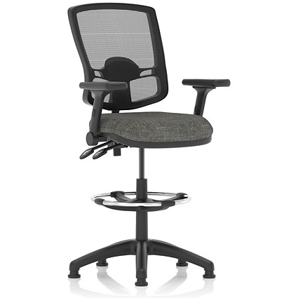 Eclipse Plus II High Rise Deluxe Mesh Back Operator Chair, Height Adjustable and Folding Arms, Charcoal