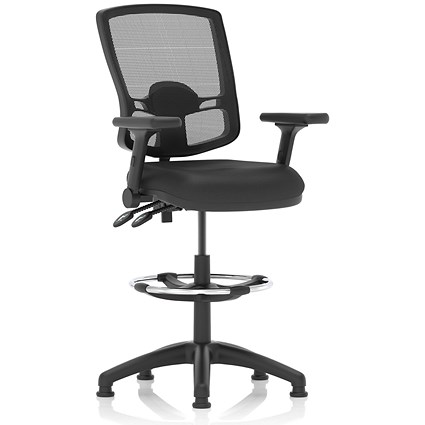 Eclipse Plus II High Rise Deluxe Mesh Back Operator Chair, Height Adjustable and Folding Arms, Bonded Leather