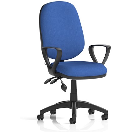 Eclipse Plus II Lever Task Operator Chair With Pump Lumbar, Fixed Height Arms, Arms Blue Eclipse Plus II Lever Task Operator Chair With Pump Lumbar, Fixed Height Arms, Arms Blue