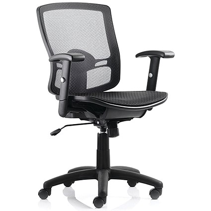Portland All Mesh Task Operator Chair, Height Adjustable Arms, Black