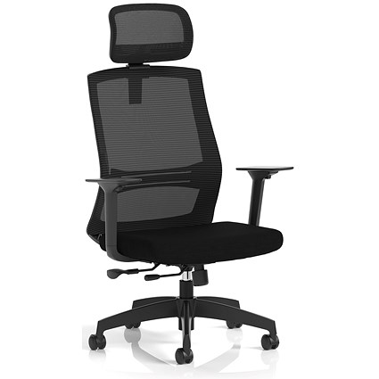 Ventra Mesh Task Chair, Black, Headrest