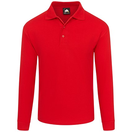ORN Weaver Long Sleeved Polo Shirt, Unisex, Red, 4XL