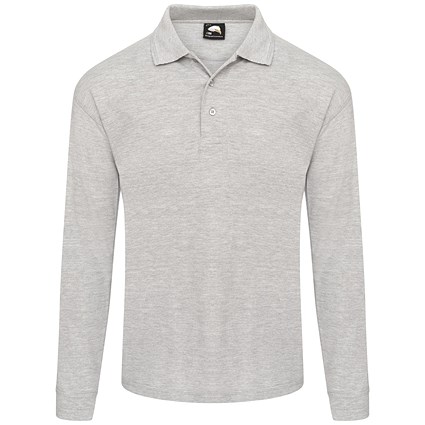 ORN Weaver Long Sleeved Polo Shirt, Unisex, Ash Grey, XL