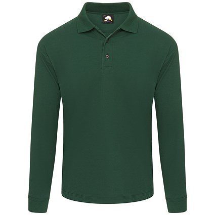 ORN Weaver Long Sleeved Polo Shirt, Unisex, Bottle Green, XL