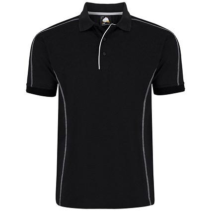 ORN Crane Polo Shirt, Unisex, Black, 4XL