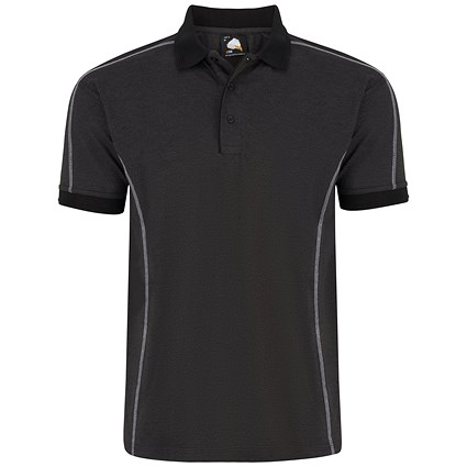 ORN Crane Polo Shirt, Unisex, Charcoal Melange/Black, Small
