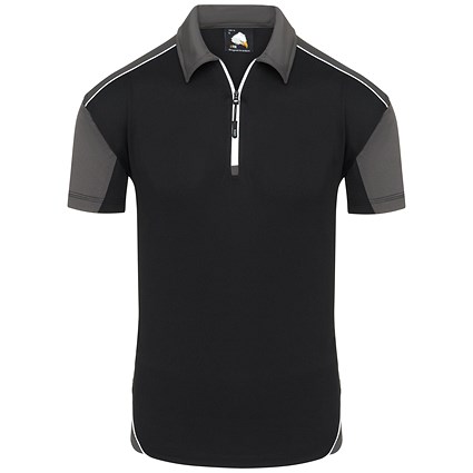 ORN Fireback Wicking Polo Shirt, Unisex, Black/Graphite, Large