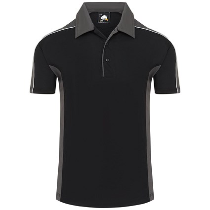 ORN Avocet Wicking Polo Shirt, Unisex, Black/Graphite, 2XL