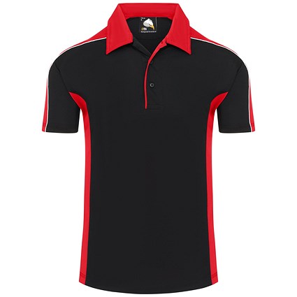 ORN Avocet Wicking Polo Shirt, Unisex, Black/Red, 3XL