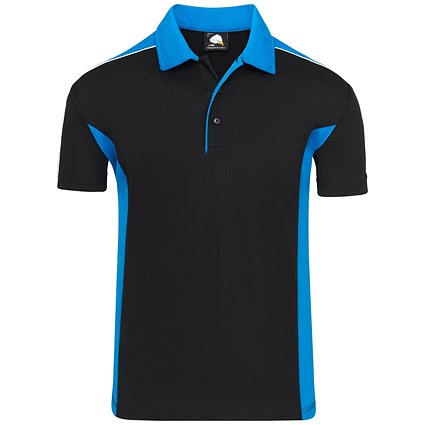 ORN Avocet Wicking Polo Shirt, Unisex, Black/Reflex Blue, 5XL
