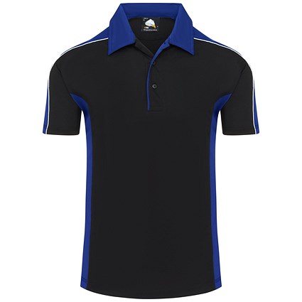 ORN Avocet Wicking Polo Shirt, Unisex, Black/Royal Blue, Small