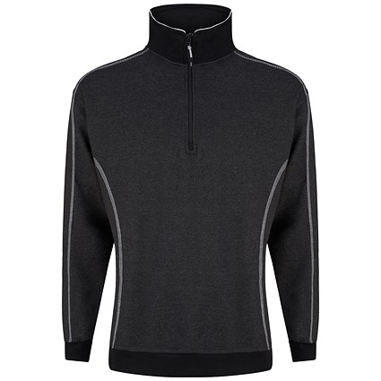 ORN Crane Quarter Zip Sweatshirt, Unisex, Charcoal Melange/Black, 2XL