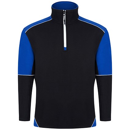 ORN Fireback Quarter Zip Sweatshirt, Unisex, Black/Royal Blue 3XL