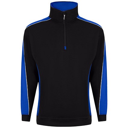 ORN Avocet Quarter Zip Sweatshirt, Unisex, Black/Royal Blue 2XL
