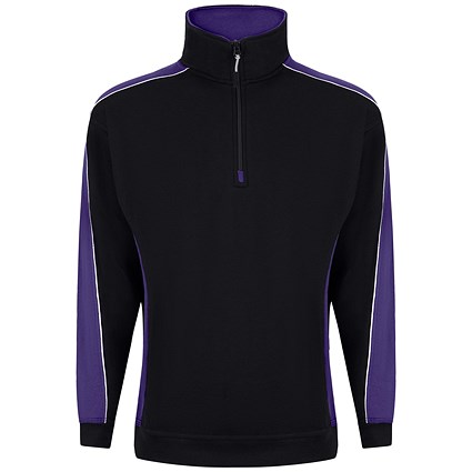 ORN Avocet Quarter Zip Sweatshirt, Unisex, Black/Purple, Large