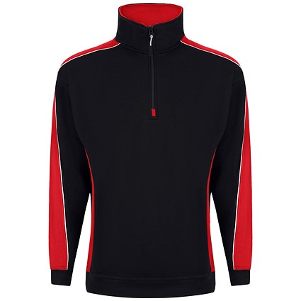 ORN Avocet Quarter Zip Sweatshirt, Unisex, Black/Red, Medium