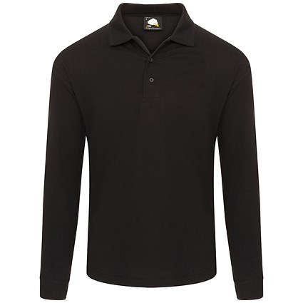 ORN Weaver Long Sleeved Polo Shirt, Unisex, Black, Small