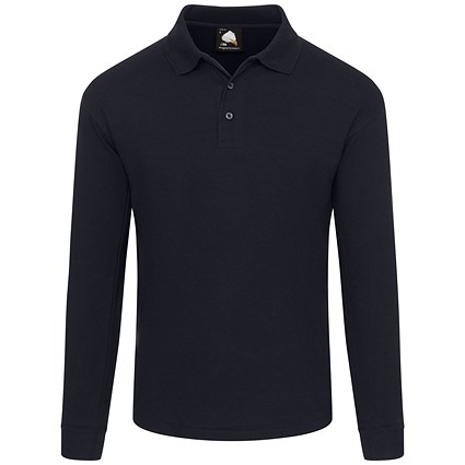 ORN Weaver Long Sleeved Polo Shirt, Unisex, Navy Blue, XL