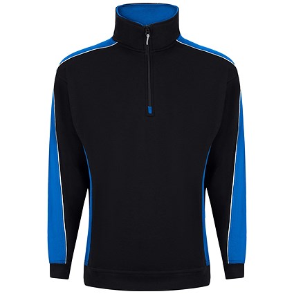 ORN Avocet Quarter Zip Sweatshirt, Unisex, Black/Reflex Blue, XS