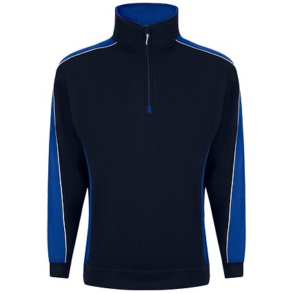 ORN Avocet Quarter Zip Sweatshirt, Unisex, Navy Blue/Royal Blue XS
