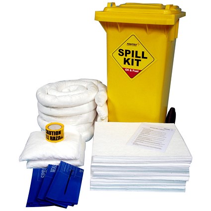 Fentex Oil & Fuel Wheelie Bin Spill Kit, 125L Capacity