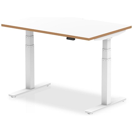 Oslo 1200mm Rectangular Height Adjustable Desk, White Leg, White