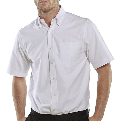 Beeswift Oxford Shirt, Short Sleeve, White, 16