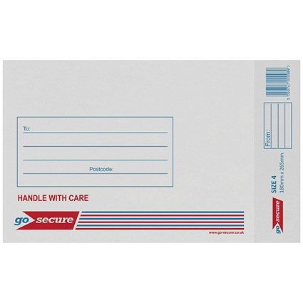 GoSecure Bubble Lined Envelopes, Size 4 170x245mm, White, Pack of 20