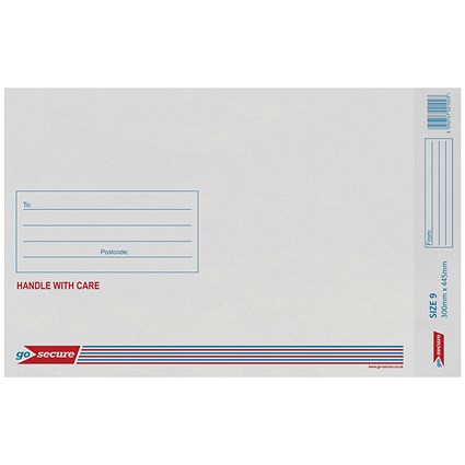 GoSecure Bubble Lined Envelopes, Size 9 290x435mm, White, Pack of 20