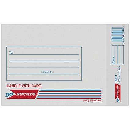 GoSecure Bubble Lined Envelopes, Size 3 140x195mm, White, Pack of 20 GoSecure Bubble Lined Envelopes, Size 3 140x195mm, White, Pack of 20