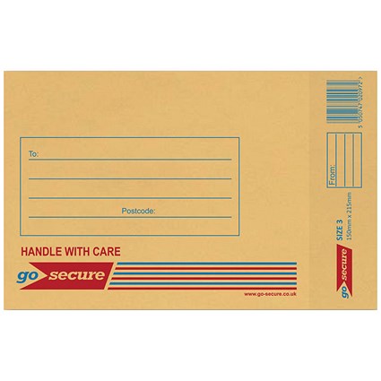 GoSecure Bubble Lined Envelope Size 3 150x215mm Gold (Pack of 20) PB02151