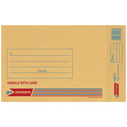 GoSecure Bubble Lined Envelope Size 4 180x265mm Gold (Pack of 20) PB02152