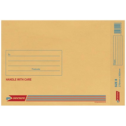 GoSecure Bubble Lined Envelope Size 8 270x360mm Gold (Pack of 20) PB02155