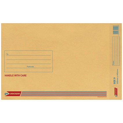 GoSecure Bubble Lined Envelope Size 9 300x445mm (Pack of 20) Gold PB02156
