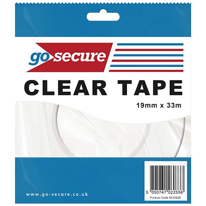 GoSecure Small Tape 19mmx33m Clear (Pack of 12)