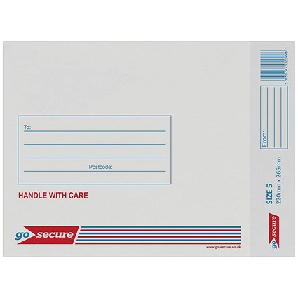 GoSecure Bubble Envelopes, Size 5: 220x235mm, White, Pack of 10