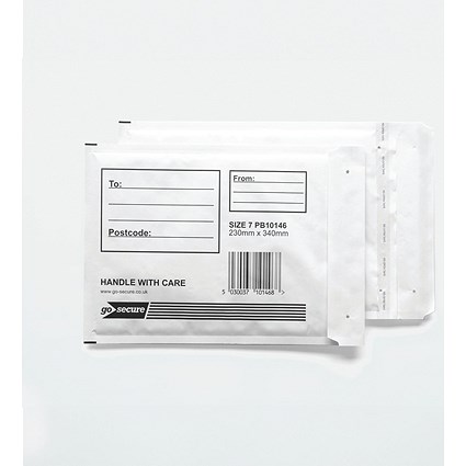 GoSecure Bubble Envelopes, Size 7: 230x340mm, White, Pack of 10 GoSecure Bubble Envelopes, Size 7: 230x340mm, White, Pack of 10