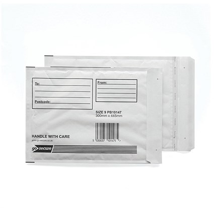 Gosecure Document Envelope GoSecure Bubble Envelopes, Size 9: 300x345mm, White, Pack of 10 ...