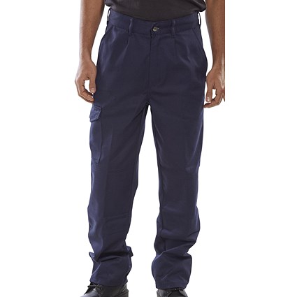 Beeswift Heavyweight Drivers Trousers, Navy Blue, 30T