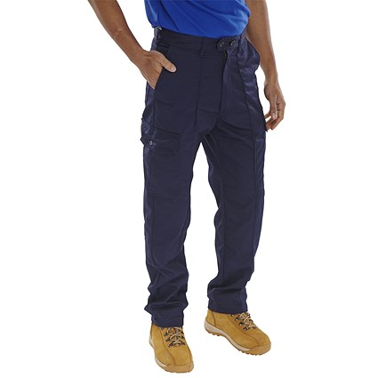 Beeswift Poly Cotton Work Trousers, Navy Blue, 32S Beeswift Poly Cotton Work Trousers, Navy Blue, 32S