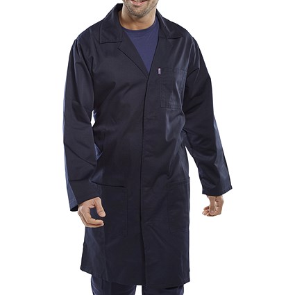 Beeswift Poly Cotton Warehouse Coat, Navy Blue, 34