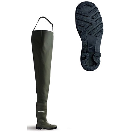 Dunlop Full Safety Chest Waders, Green, 8 Dunlop Full Safety Chest Waders, Green, 8